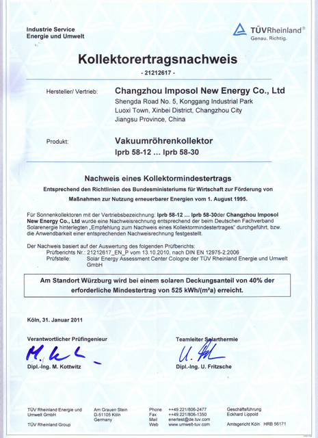 Certified by TUV Rheinland